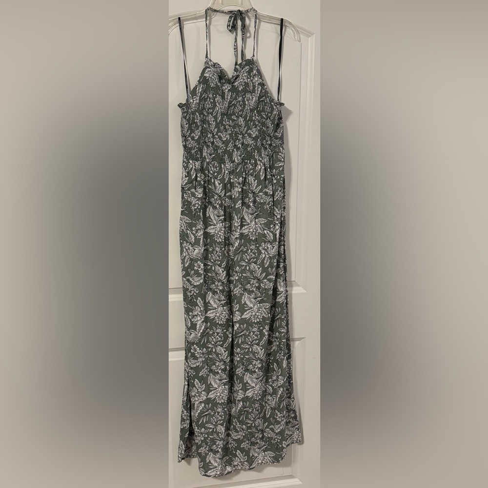 Forever 21+ Green Tropical Halter Maxi Dress